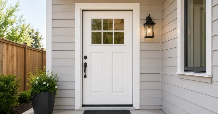 technician installing exterior door frame in Erindale, Mississauga