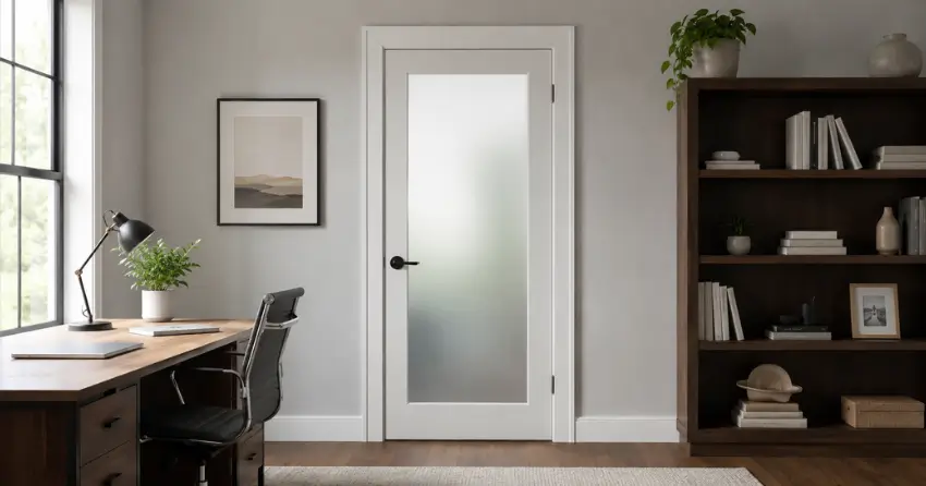 frosted interior door installed in home office in Mississauga