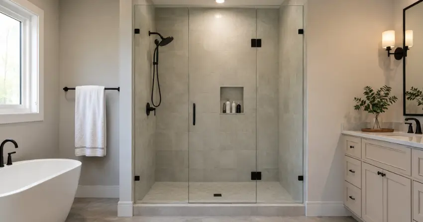 new frameless glass shower door installed in Mississauga