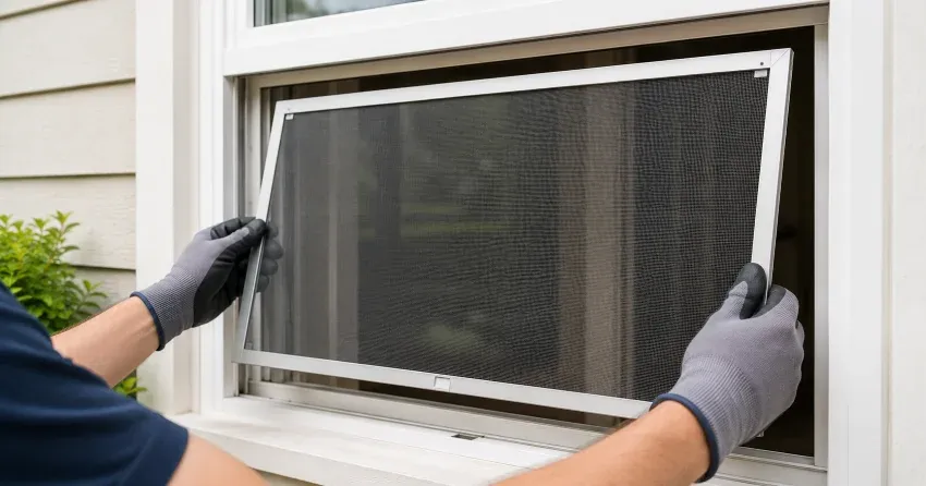 technician repairing a window sash and balance system in Central Erin Mills, Mississauga