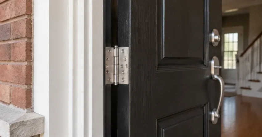 technician repairing a front door lock and frame in Erindale, Mississauga
