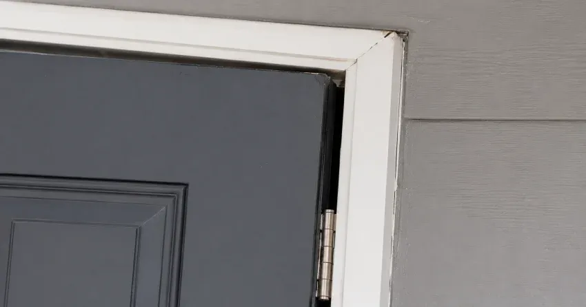 technician tightening a loose door hinge in Rathwood, Mississauga